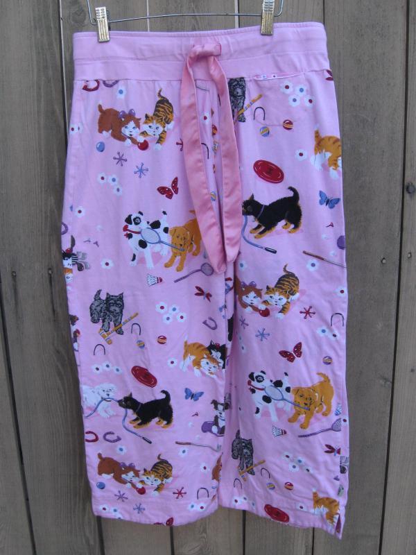 Nick & Nora Pink Puppy Dog Kitty Pajama PJ's Bottoms Size S