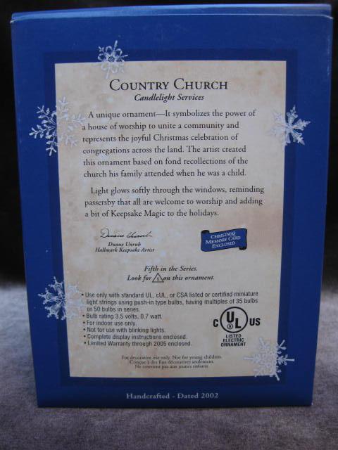 Hallmark 2002 Country Church Candlelight Services Magic Ornament 5th in Series