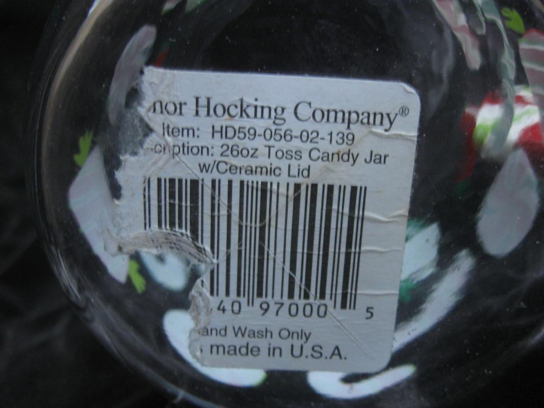 Anchor Hocking Apothecary Candy Treat Christmas Glass Jar Canister Candy Canes