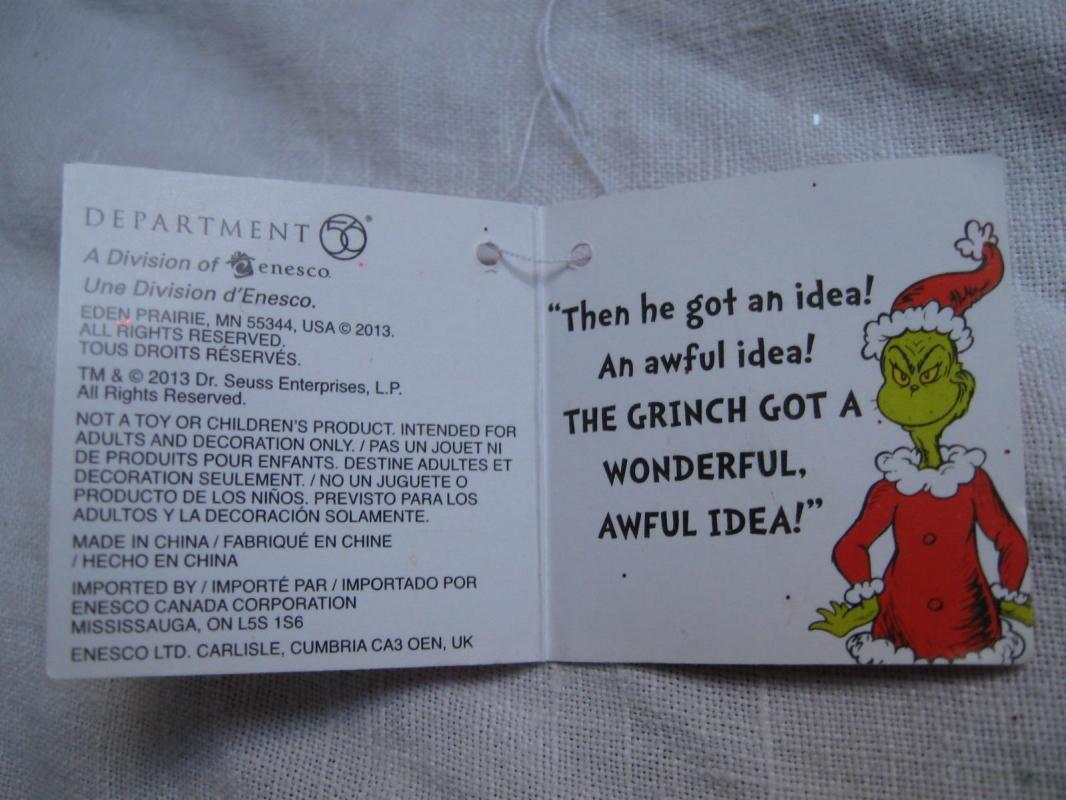 Department 56 2013 The Grinch & Bottle Brush Christmas Tree Dr. Suess Ornament