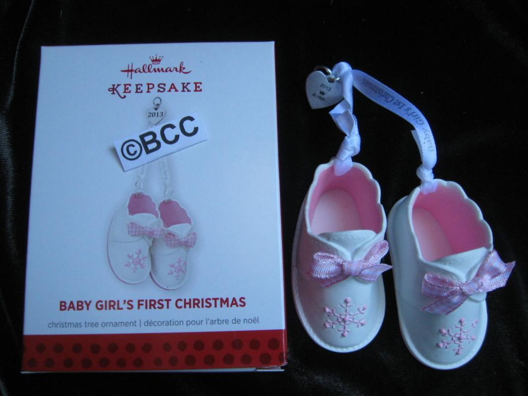Hallmark 2013 Baby's Baby Girl's First Christmas Pink Booties Christmas Ornament