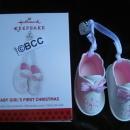 Hallmark 2013 Baby's Baby Girl's First Christmas Pink Booties Christmas Ornament