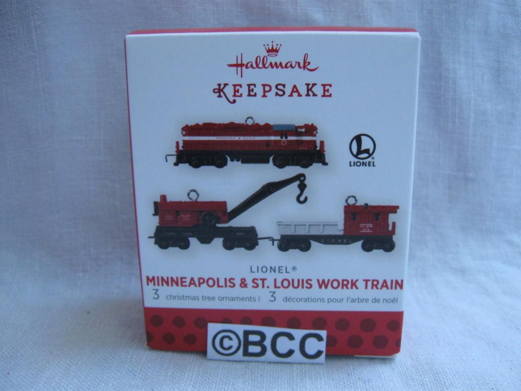 Hallmark 2013 Minneapolis & St Louis Work Train 3 Lionel Miniature Ornaments