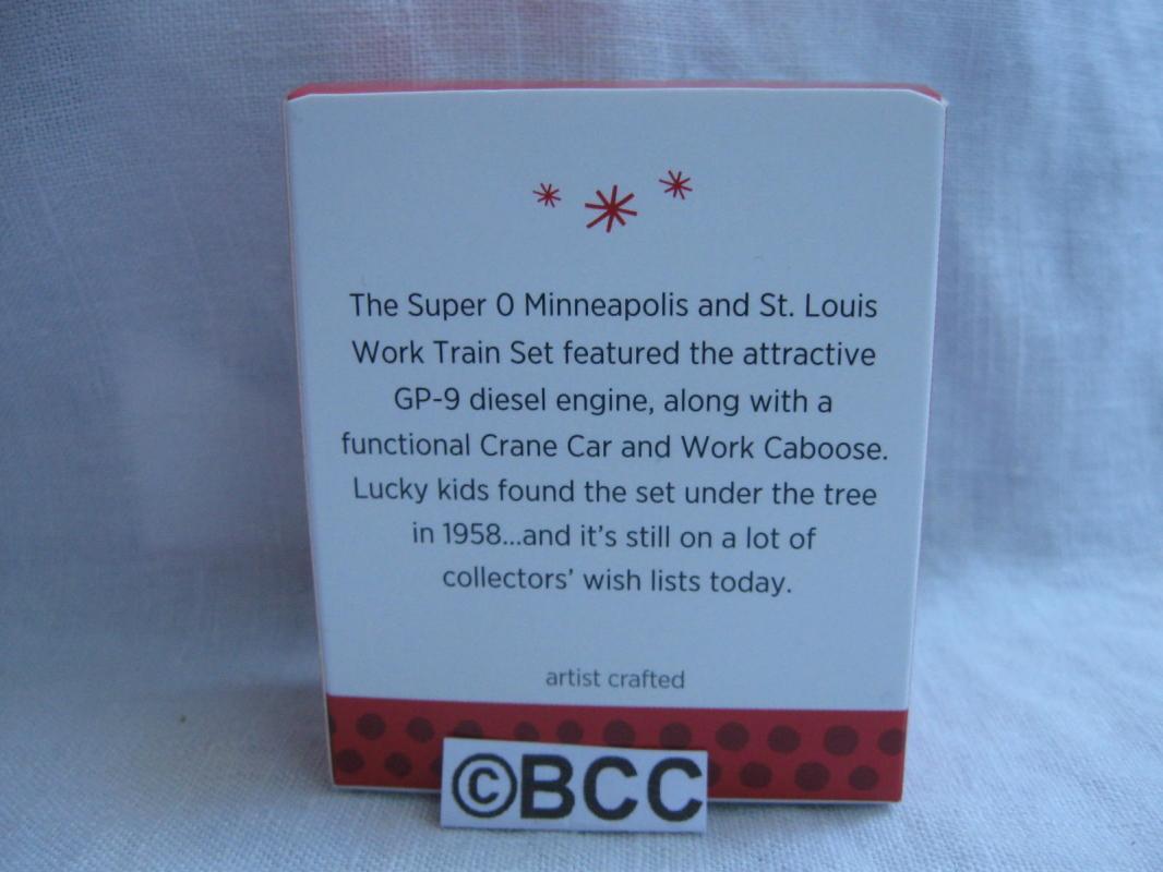 Hallmark 2013 Minneapolis & St Louis Work Train 3 Lionel Miniature Ornaments