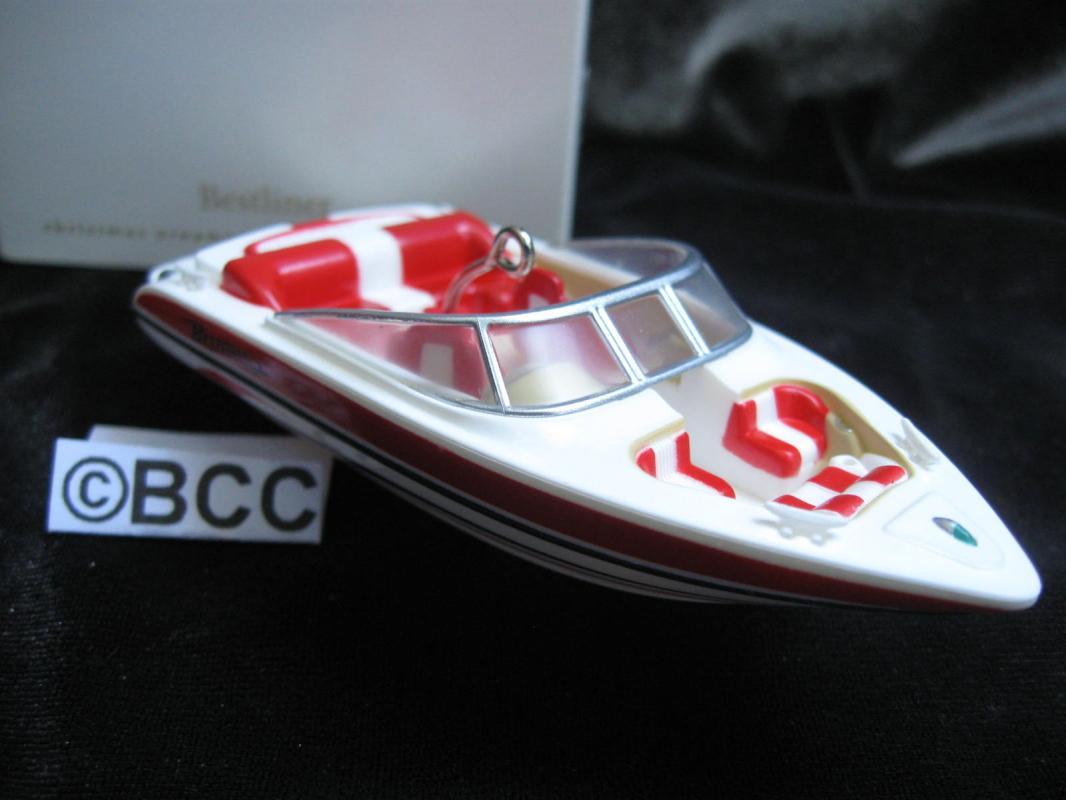 Hallmark 2008 Bestliner Red & White Watercraft Speedboat Christmas Ornament