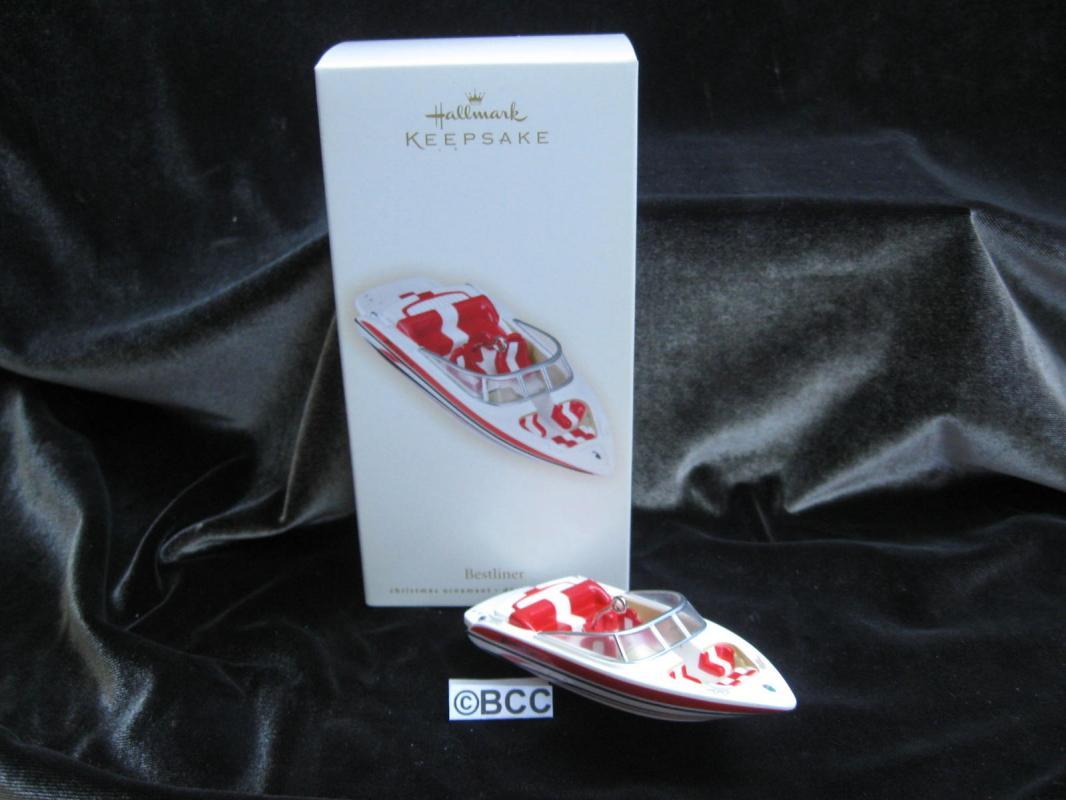 Hallmark 2008 Bestliner Red & White Watercraft Speedboat Christmas Ornament