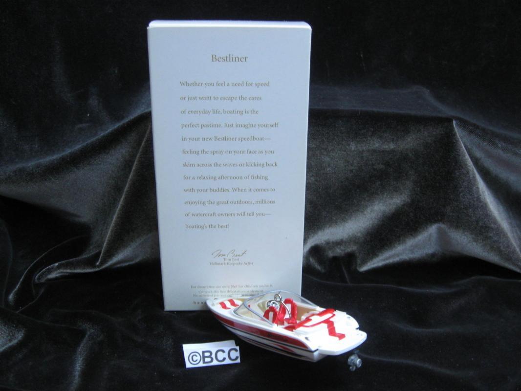 Hallmark 2008 Bestliner Red & White Watercraft Speedboat Christmas Ornament