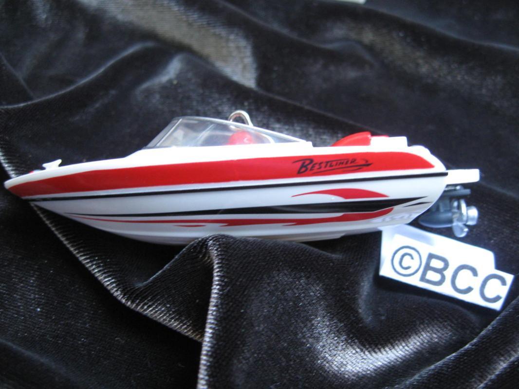 Hallmark 2008 Bestliner Red & White Watercraft Speedboat Christmas Ornament