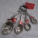 Ganz Set of Four Christmas Red Cardinal Measuring Spoons Happy Holidays