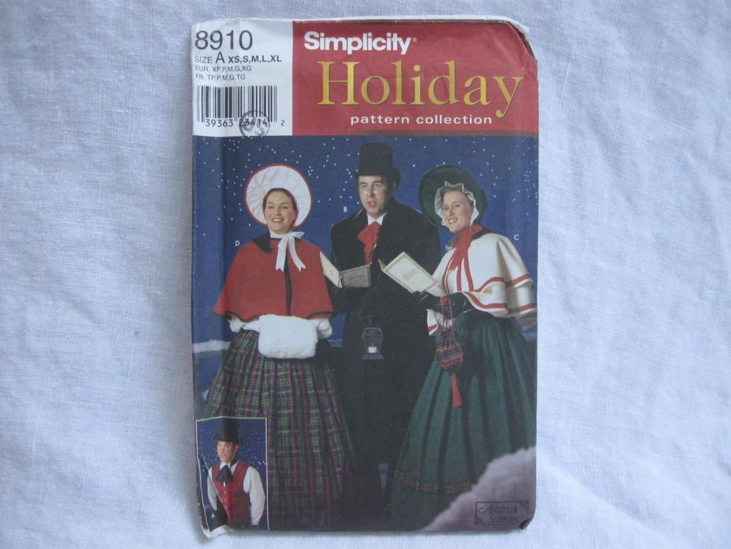 New OOP Dickens Carolers Costume Simplicity 8910 Sewing Pattern XS-XL 4851 5418