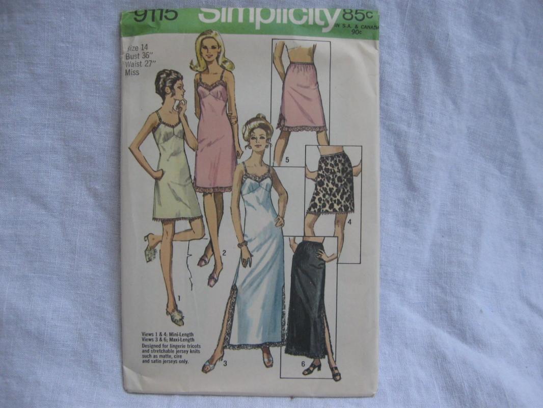 New Vintage Simplicity 9115 Lingerie Slips Sewing Pattern Miss 14