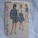 New Vintage Simplicity 5836 Wrap Skirt Short Pullover Shirt Sewing Pattern Miss 10 1960's