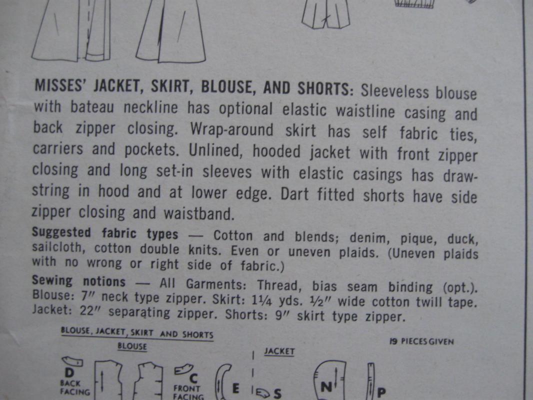 New Vintage Simplicity 5836 Wrap Skirt Short Pullover Shirt Sewing Pattern Miss 10 1960's