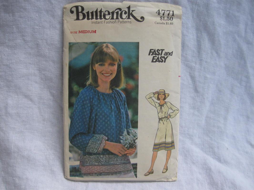 New Vintage Butterick 4771 Fast & Easy Misses' Dress or Top Sewing Pattern Misses' Medium