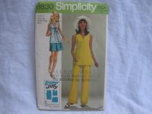New Vintage Simplicity 8830 Super Jiffy Mini Skirt, Overblouse & Pants Sewing Pattern Misses' 12 1970