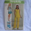 New Vintage Simplicity 8830 Super Jiffy Mini Skirt, Overblouse & Pants Sewing Pattern Misses' 12 1970