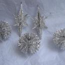 5 Vintage Silver Plastic Snowflakes In 2 Different Shapes or Styles Christmas Ornaments