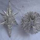 5 Vintage Silver Plastic Snowflakes In 2 Different Shapes or Styles Christmas Ornaments