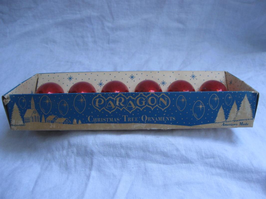 Set Of 6 Red Glass Teardrop Paragon USA Christmas Tree Ornaments