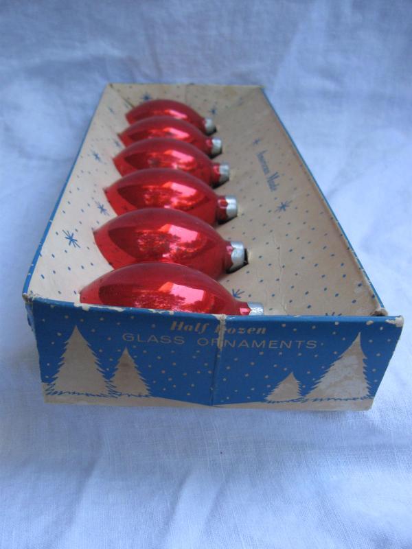 Set Of 6 Red Glass Teardrop Paragon USA Christmas Tree Ornaments