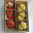 6 Vintage Orange & Lemon Yellow Christmas Fruit Basket Ornaments In Orignal Boxes