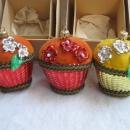 6 Vintage Orange & Lemon Yellow Christmas Fruit Basket Ornaments In Orignal Boxes
