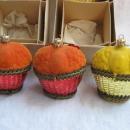 6 Vintage Orange & Lemon Yellow Christmas Fruit Basket Ornaments In Orignal Boxes
