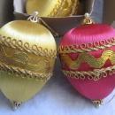 13 Vintage Pink & Gold Satin Teardrop Christmas Ornaments