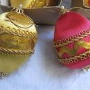 13 Vintage Pink & Gold Satin Teardrop Christmas Ornaments