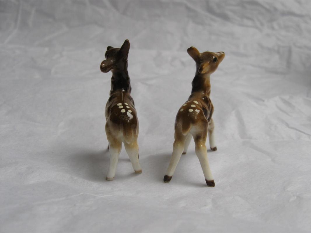 Two 2 Porcelain Fawn Baby Deer Miniature Figurines
