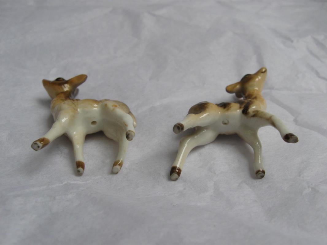 Two 2 Porcelain Fawn Baby Deer Miniature Figurines