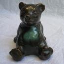Vintage McMaster Canada Bear Figurine Ceramic Pottery Green Brown