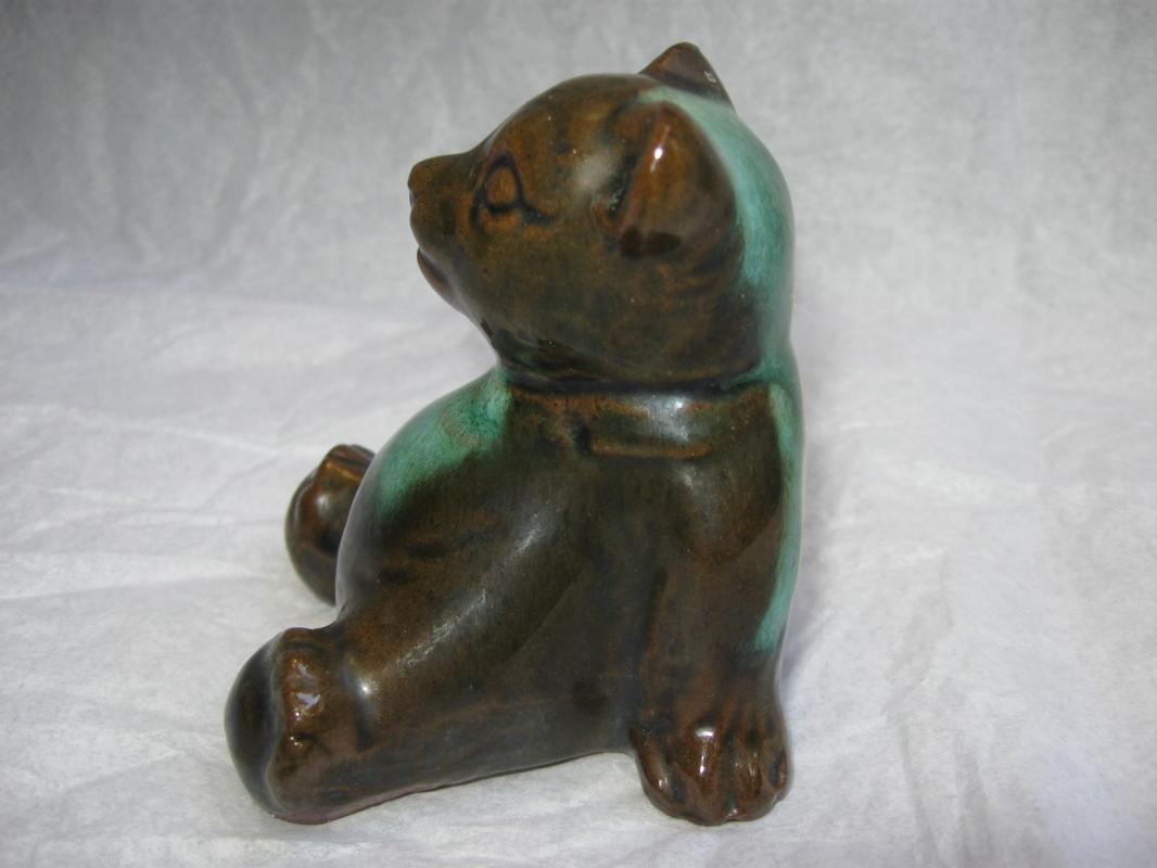 Vintage McMaster Canada Bear Figurine Ceramic Pottery Green Brown