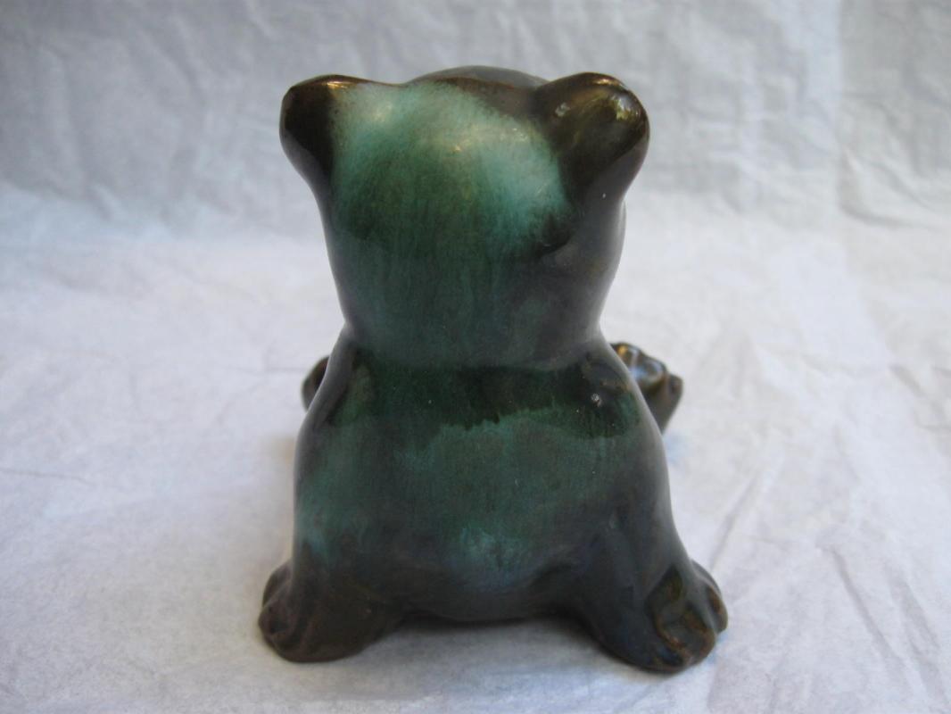 Vintage McMaster Canada Bear Figurine Ceramic Pottery Green Brown