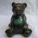 Vintage McMaster Canada Bear Figurine Ceramic Pottery Green Brown