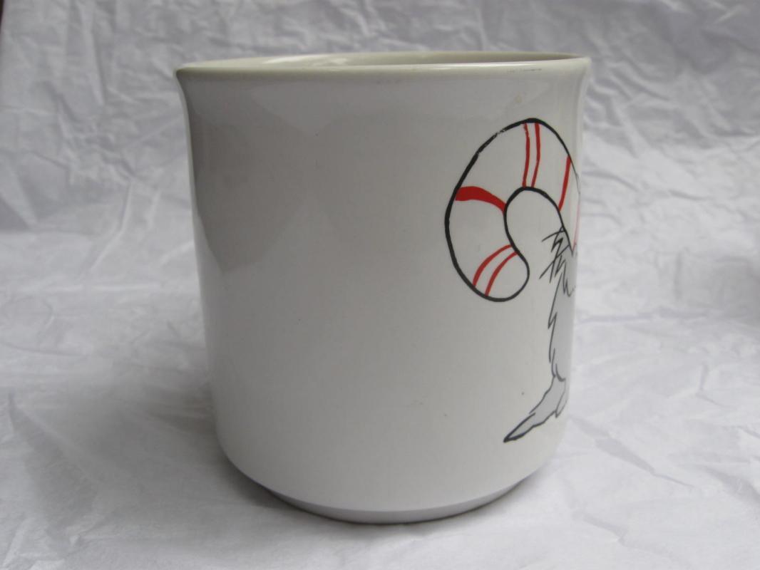 Vintage Grey Cat & Candy Cane MMMMMerry Merry Christmas Mug By Sandra Boynton