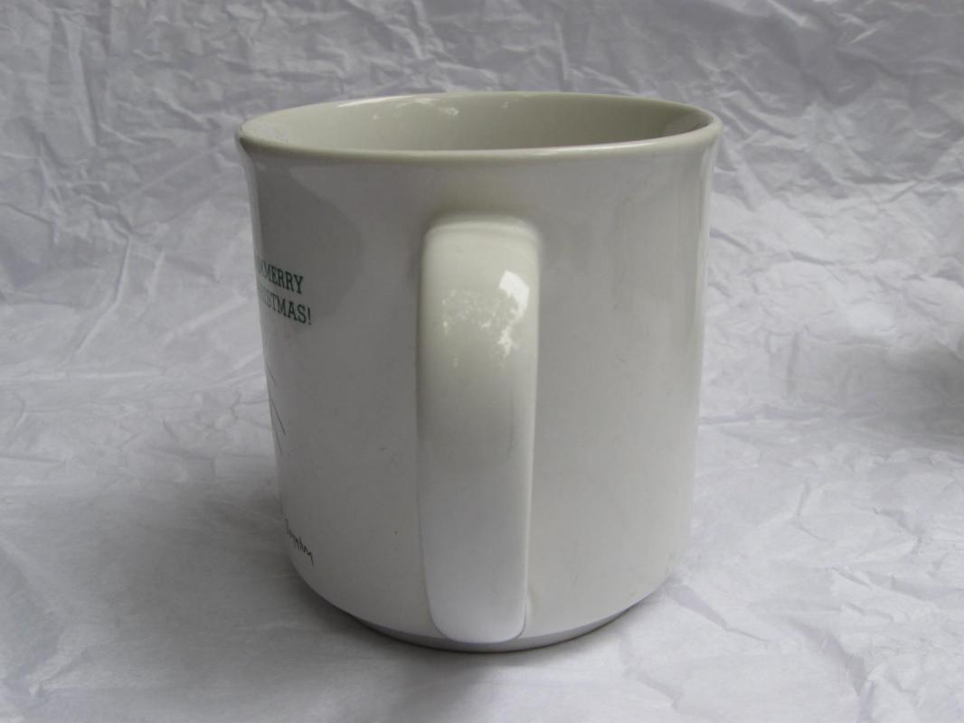 Vintage Grey Cat & Candy Cane MMMMMerry Merry Christmas Mug By Sandra Boynton