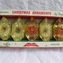 Vintage Christmas Jewelbrite Poinsettia Plastic Ornaments Diorama Hexagon In Original Box