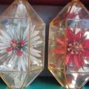 Vintage Christmas Jewelbrite Poinsettia Plastic Ornaments Diorama Hexagon In Original Box
