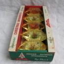 Vintage Christmas Jewelbrite Poinsettia Plastic Ornaments Diorama Hexagon In Original Box