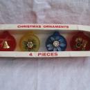 Vintage Jewelbrite Flora Bells Round Colored Christmas Diorama Ornaments In Box