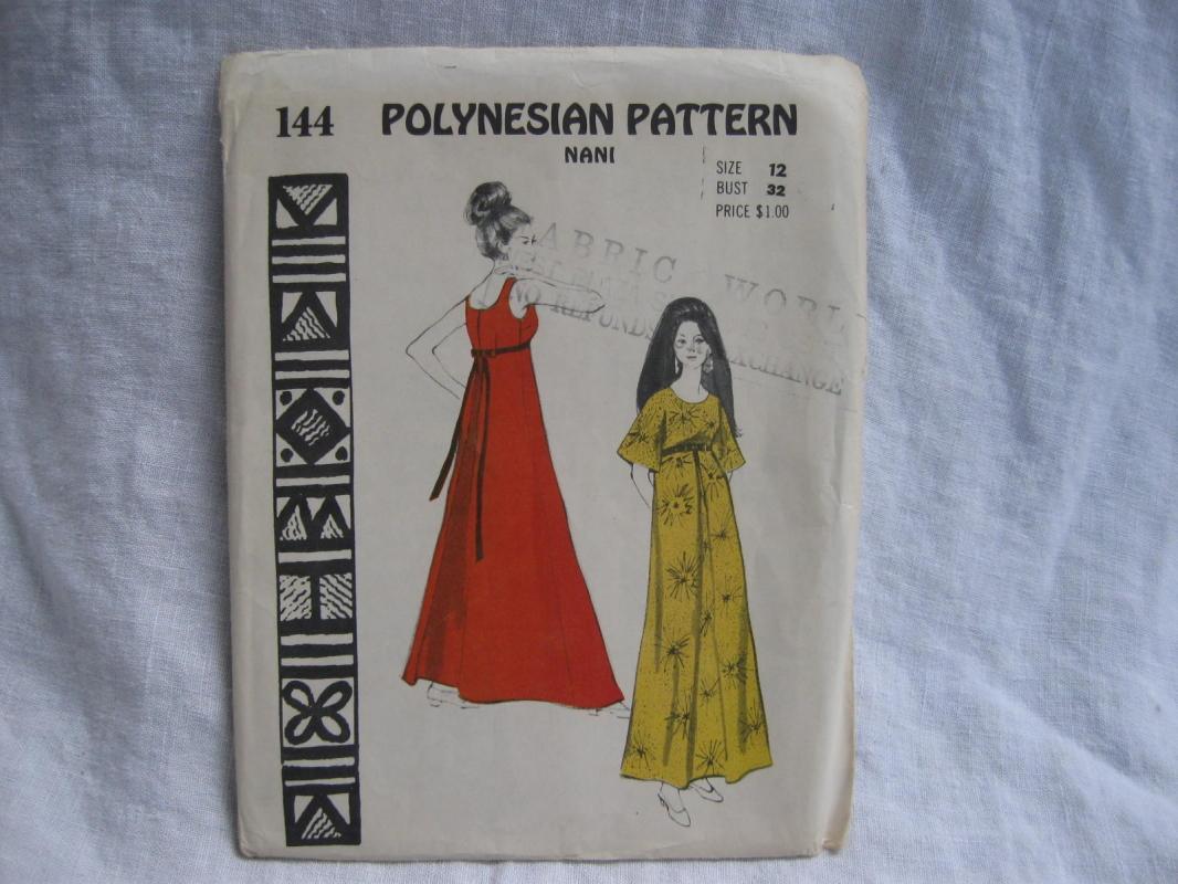 New Vintage 144 Nani Hawaiian Hawaii Polynesian Mumu Dress Sewing Pattern Size 12