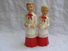 Vintage Christmas Choir Boys With Dirty Faces Candle Holder Carolers Schmid Bros
