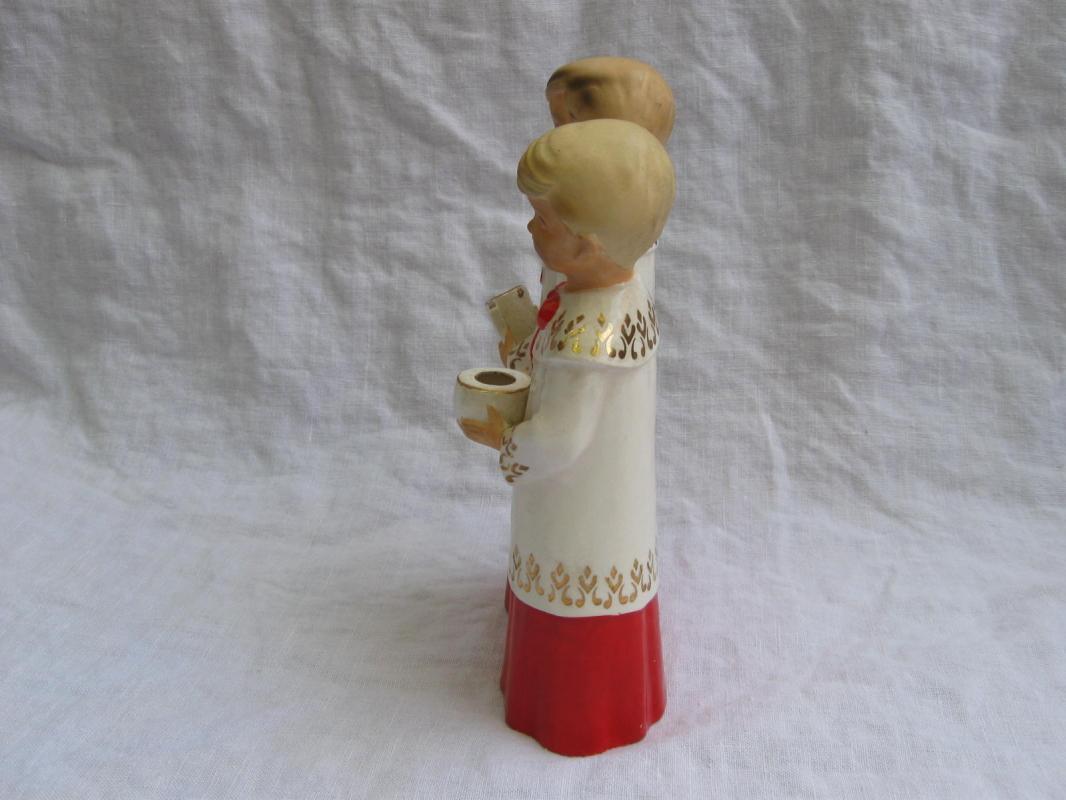 Vintage Christmas Choir Boys With Dirty Faces Candle Holder Carolers Schmid Bros