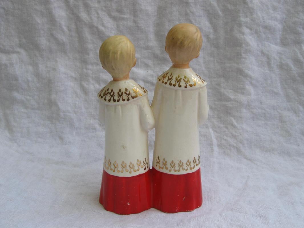 Vintage Christmas Choir Boys With Dirty Faces Candle Holder Carolers Schmid Bros
