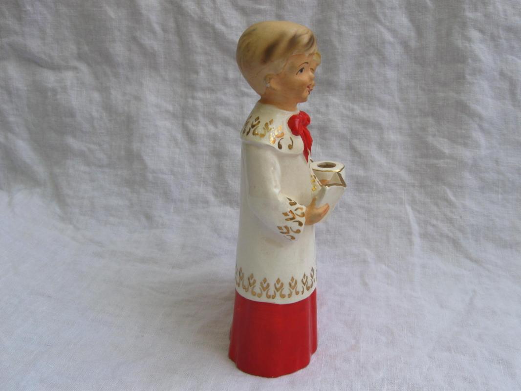 Vintage Christmas Choir Boys With Dirty Faces Candle Holder Carolers Schmid Bros