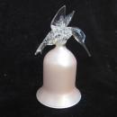2 Humingbird Xmas Ornaments Glass Hand Blown With Bells & Metal Bird Moving Tail