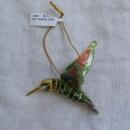 2 Humingbird Xmas Ornaments Glass Hand Blown With Bells & Metal Bird Moving Tail