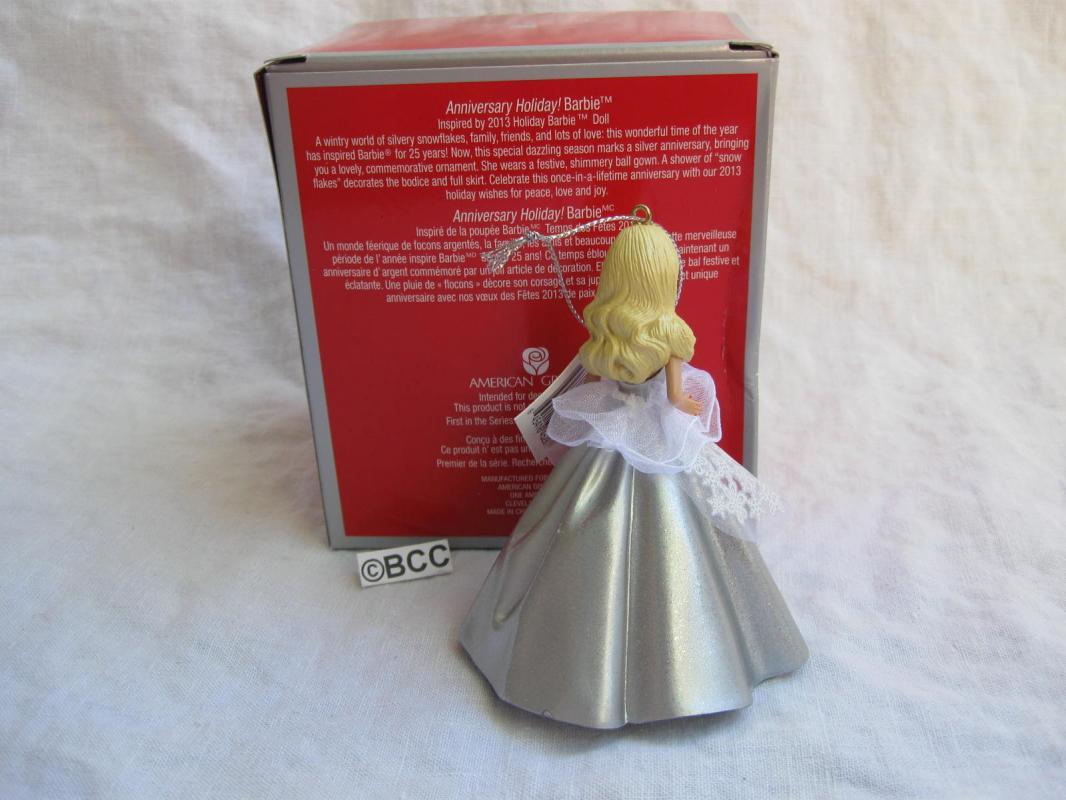 Carlton American Greetings Holiday Barbie 2013 25th Anniversary Ornament