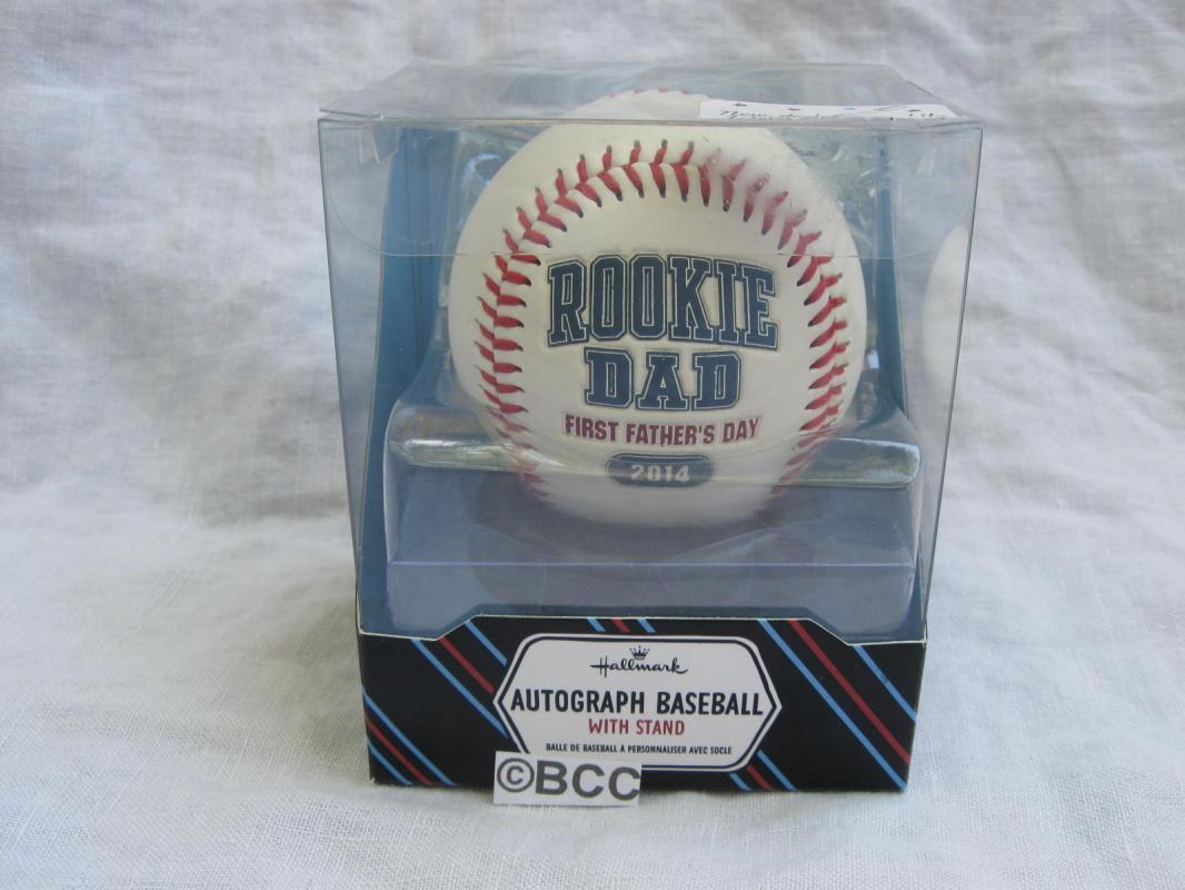 Hallmark 2014 Rookie Dad Father's Day Autograph Baseball & Stand New 1st Father